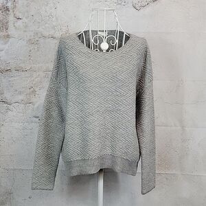 Caslon Pullover Sweater in Soft Gray Chevron Knit Womens Size S